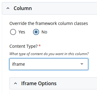 select iframe component