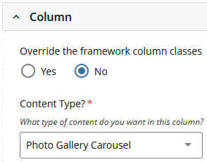 select photo gallery carousel component
