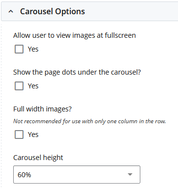 photo gallery carousel component-options