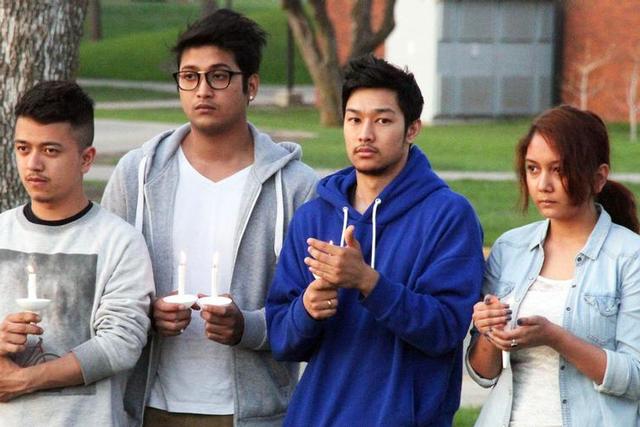SMSU Nepalese students at a vigil following the initial earthquake.