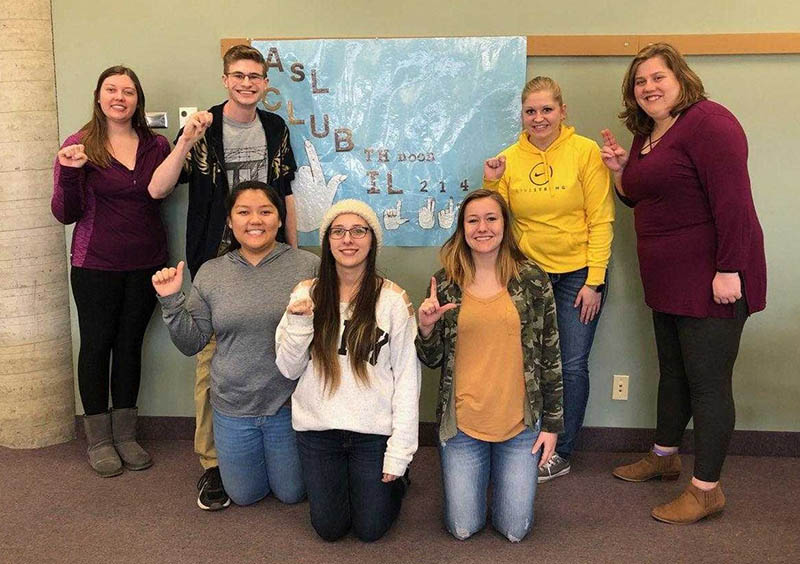 Some of SMSU's American Sign Language Club members