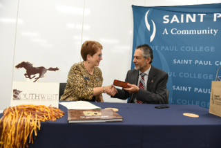 President Gores and St. Paul College President Rassoul Dastmozd