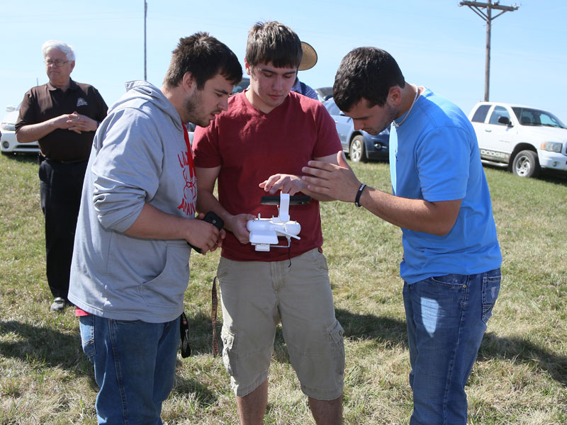 Ag Students flying a drone