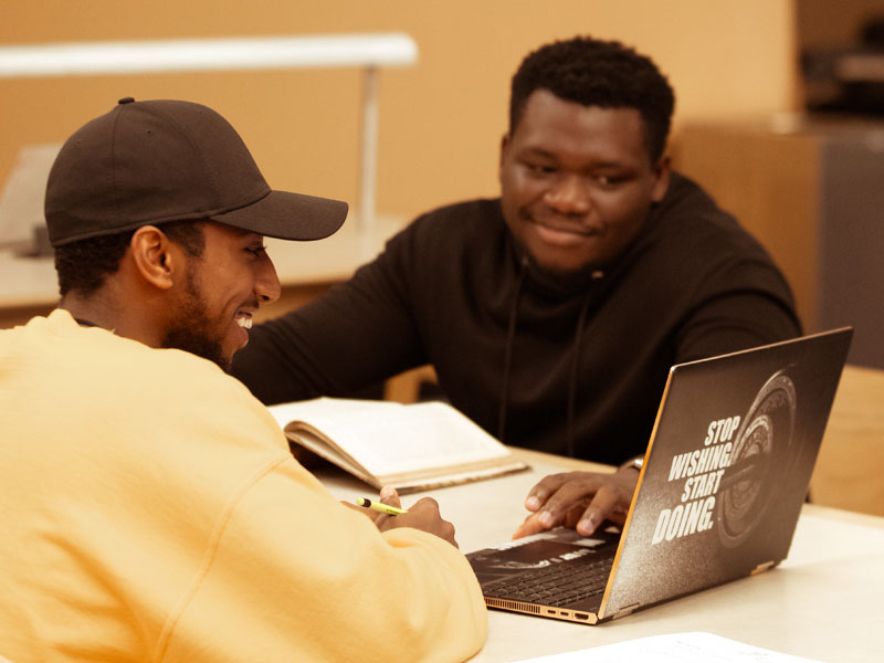 Photo of student viewing their application status