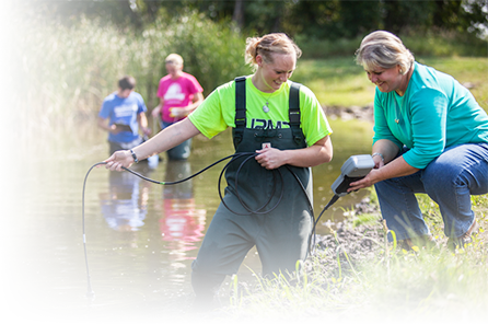 students testing the Redwood River