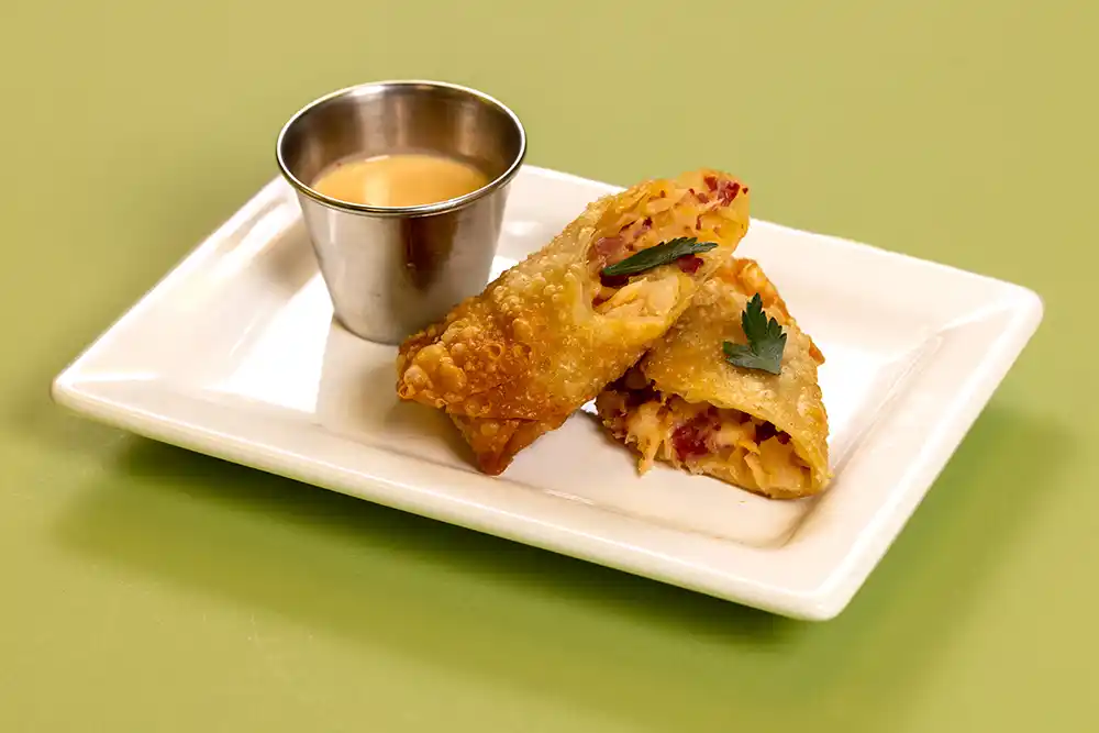 Reuben rolls with zesty 1000 island sauce