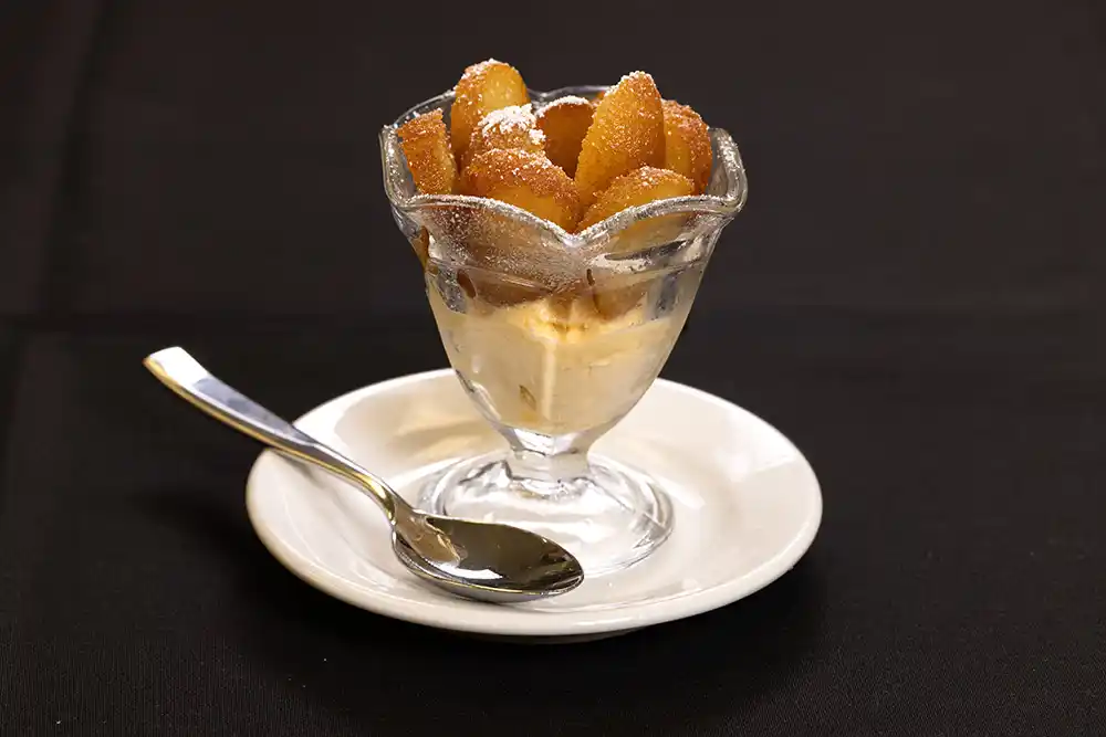 Gulab Jamun with Vanilla Ice Cream and Pistachios