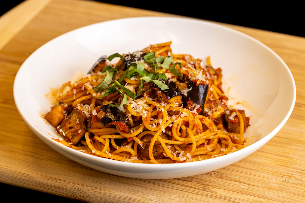pasta with roasted eggplant