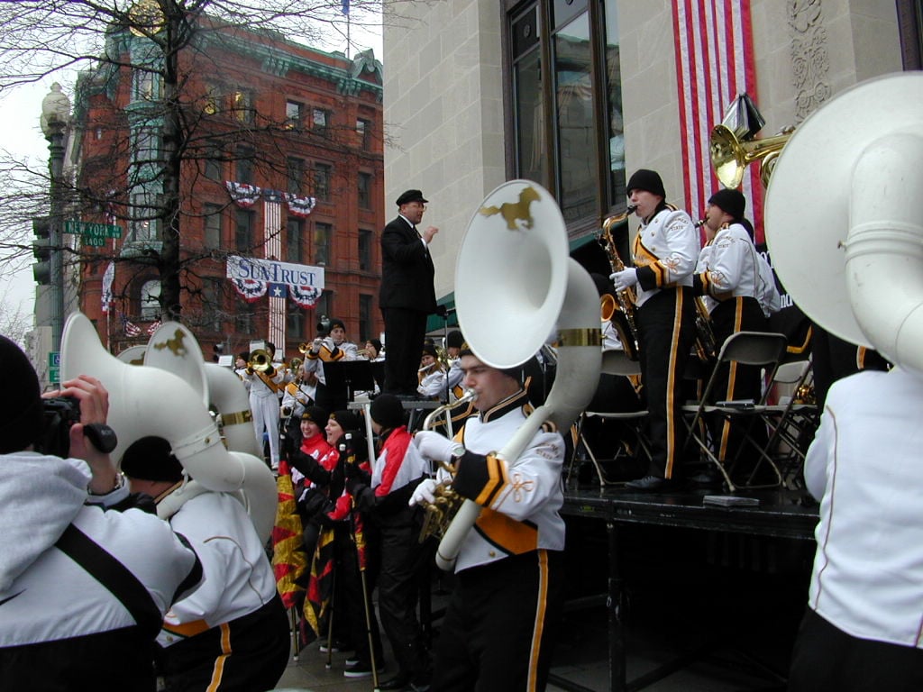 Star of Minnesota Marching Band in performance