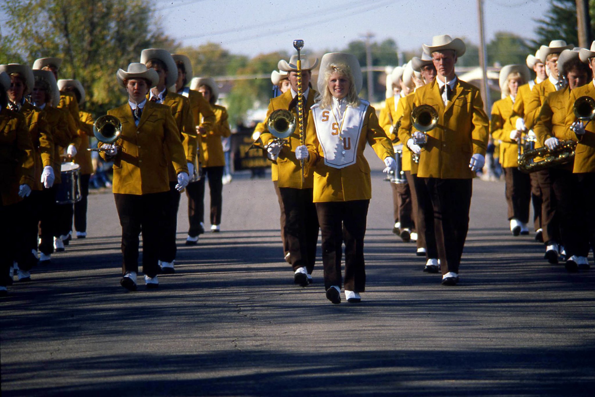 SMSU Marching band in parade