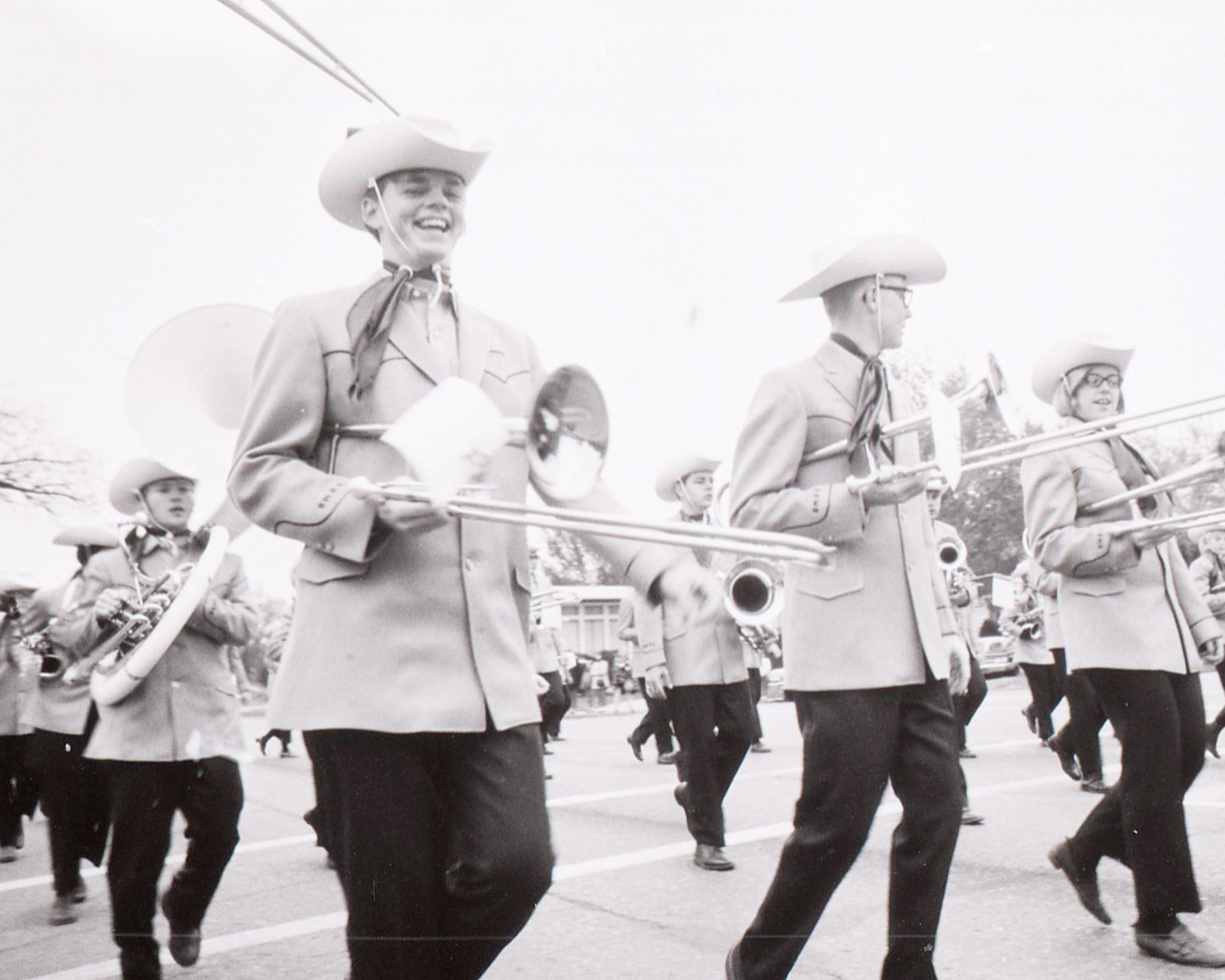 marching band members on parade