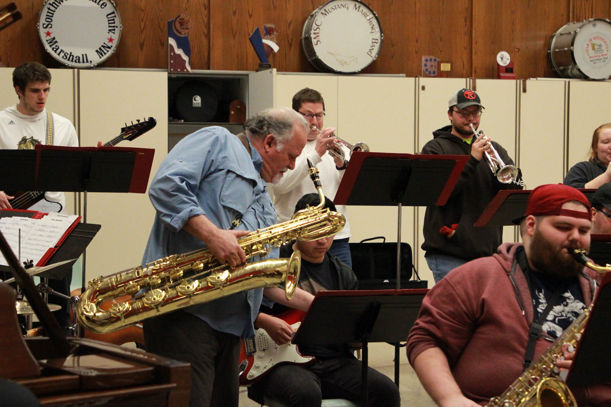 DiBlasio rehearses with the SMSU Jazz Ensemble