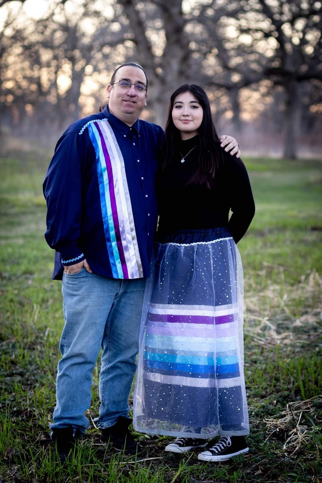 This is a photo of guest clinician, Leo Gunner Baker with his daughter, Lakota.