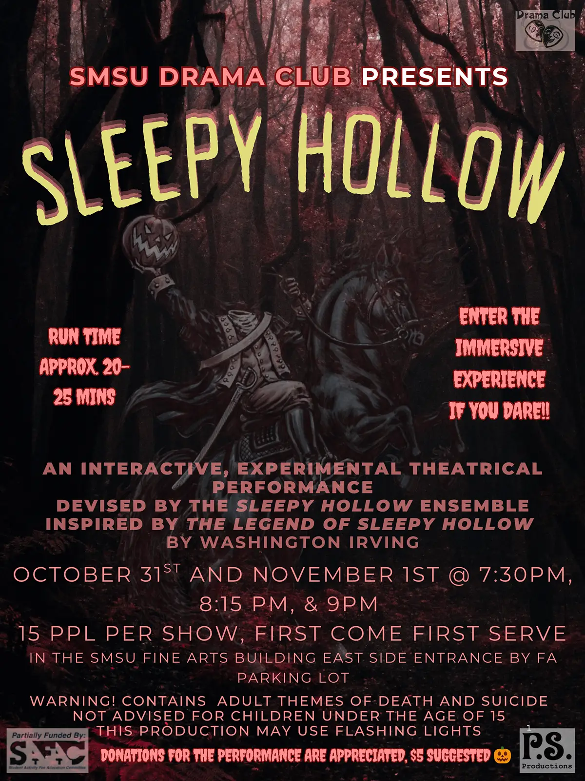 image of Sleepy Hollow poster with a headless horseman