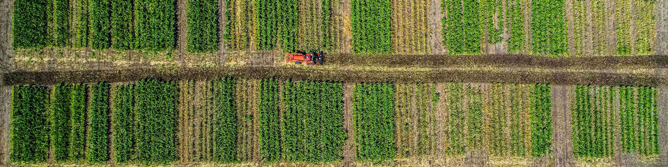 A tractor in an agronomy field