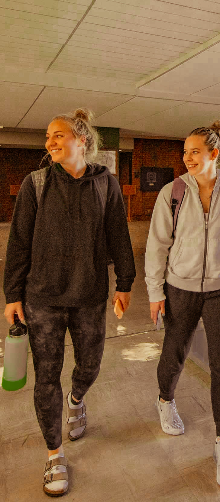 Students walking in a hallway