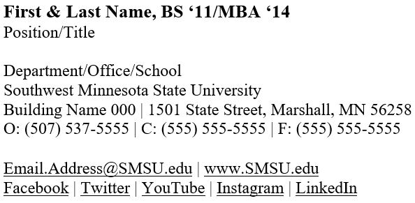 email signature examples college student