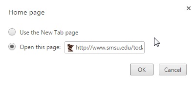 SMSU Today Homepage Chrome Pop Up