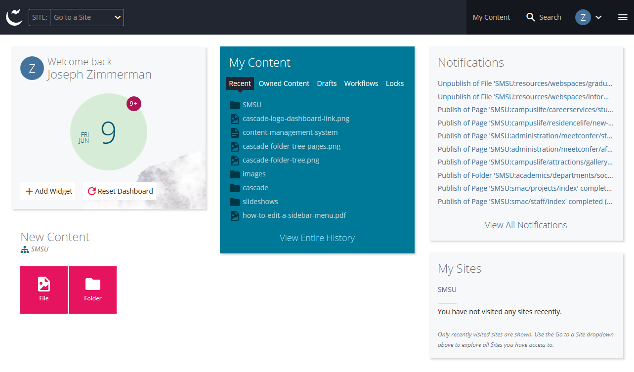 cascade dashboard