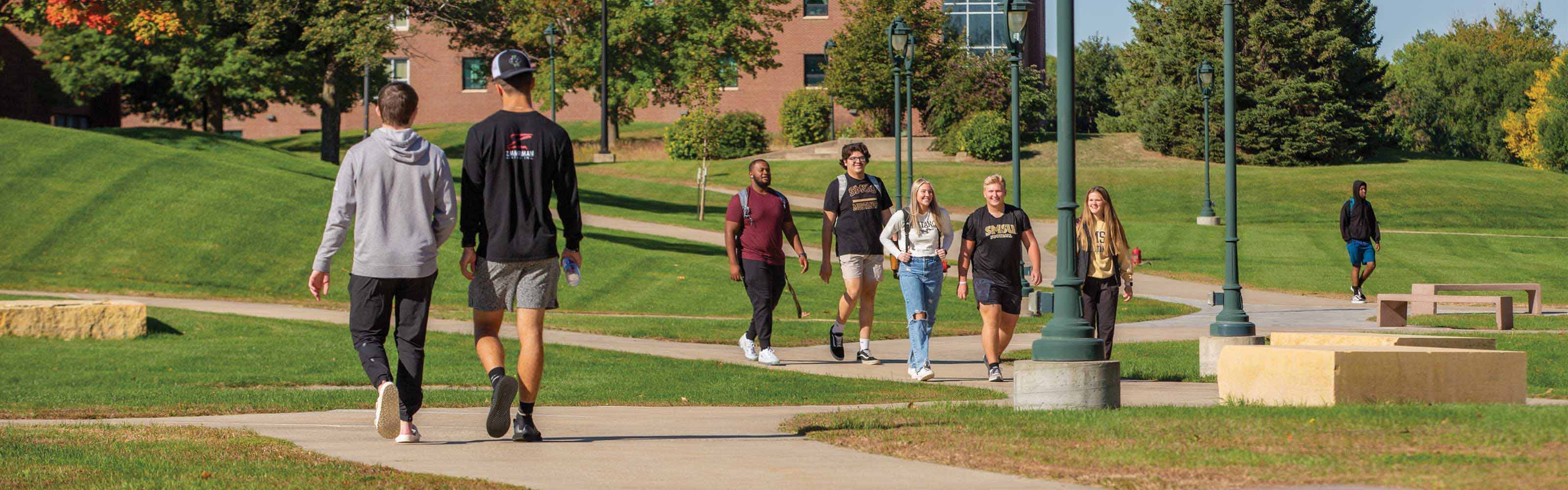 Photo of students walking on campus