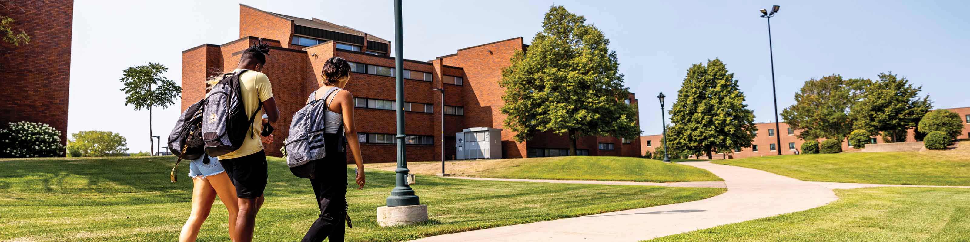 Students walking on campus