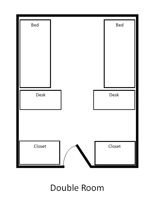 Double Room - dimensions are approx. 11' x 15'