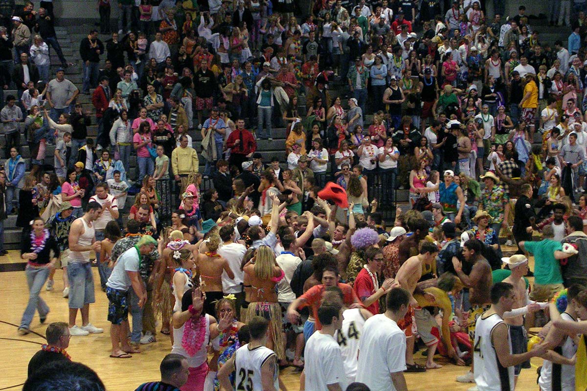 End of the basketball game celebration