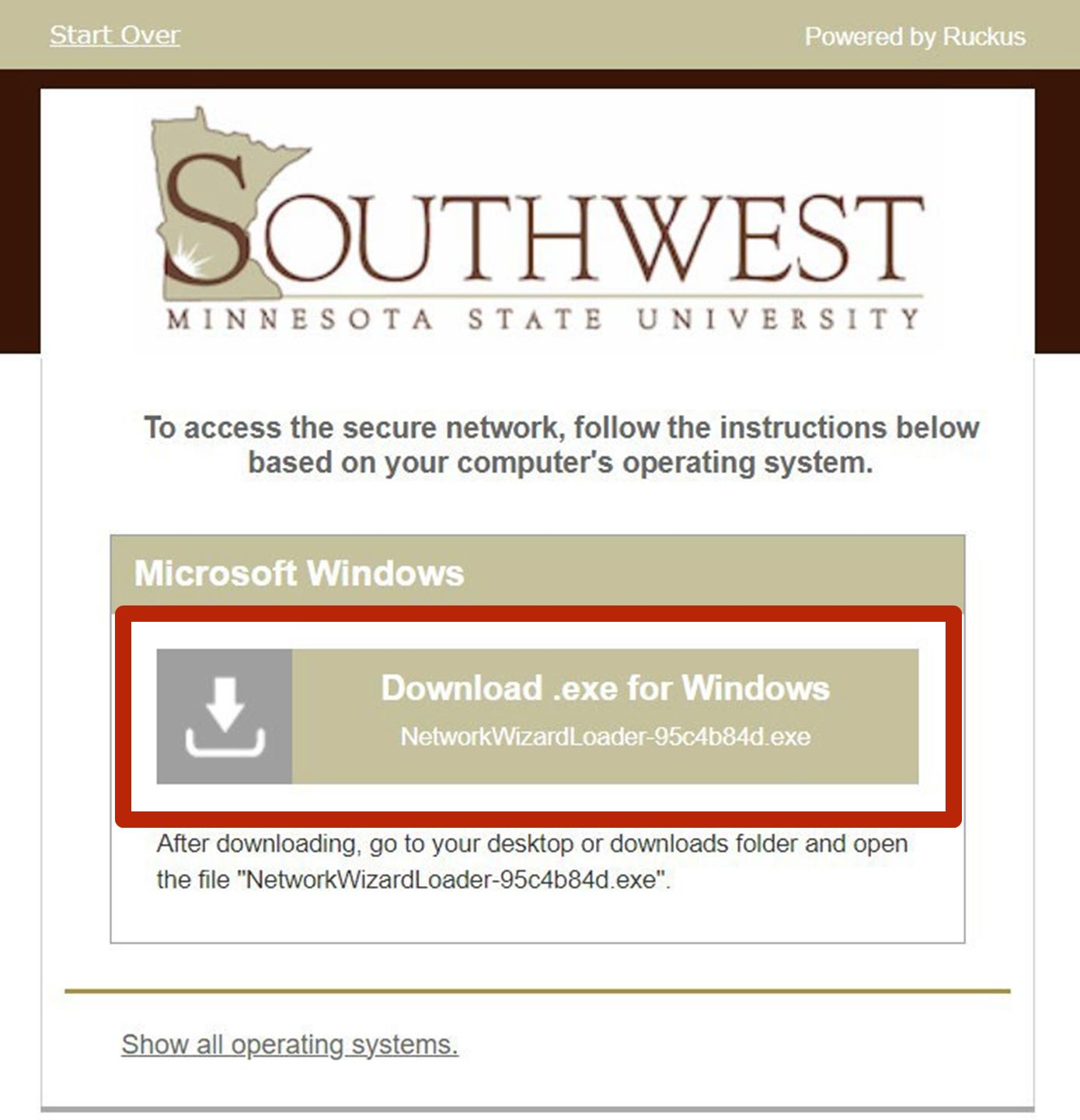 A screenshot of the download option. 