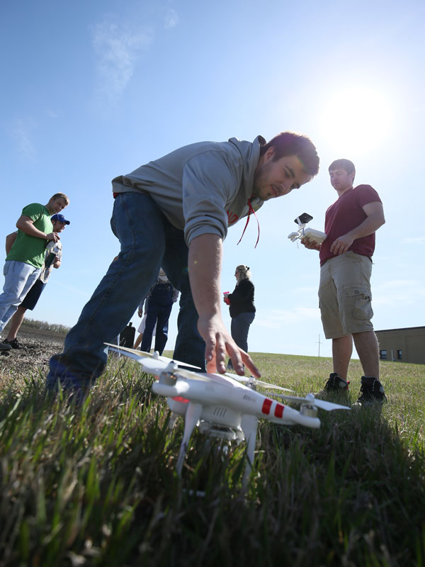 Students with a drone