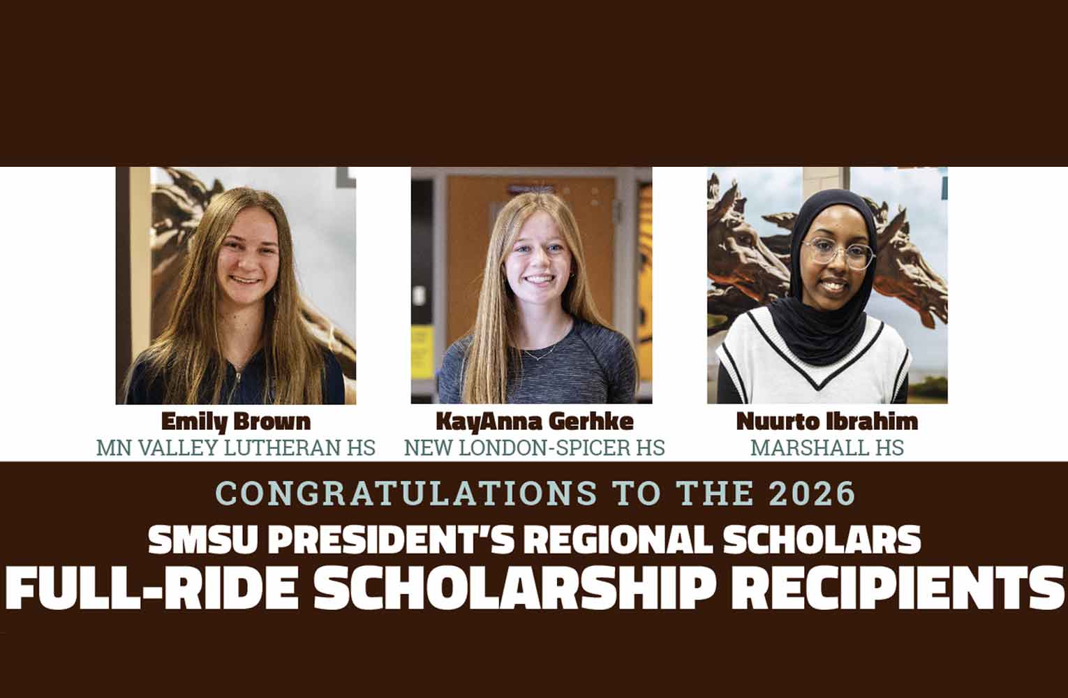 SMSU Awards Full-Rides to Three Outstanding Students 