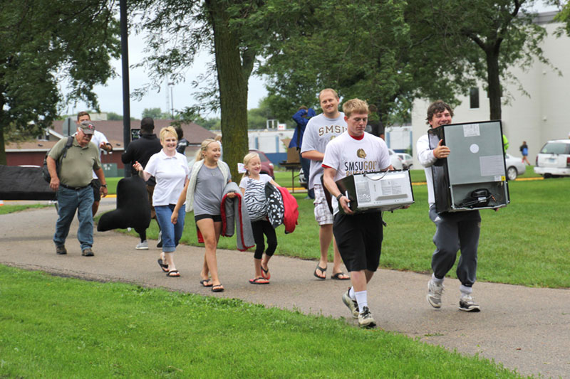 Students moving into the dorms at Gold Rush Days