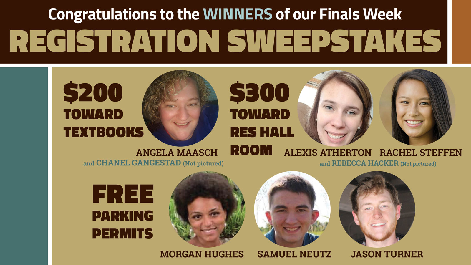 Finals Week Registration Sweepstakes Winners