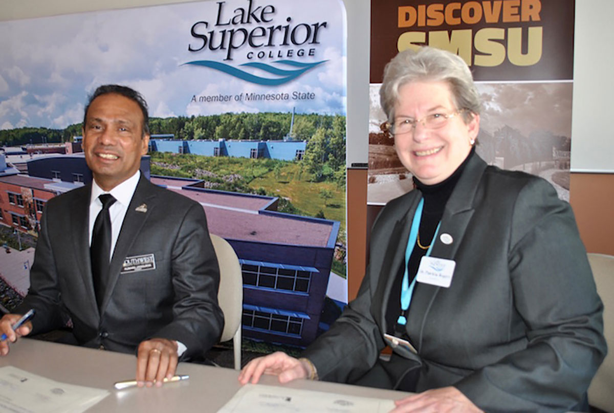 SMSU President Kumara Jayasuriya, left, and LSC President Patricia Rogers