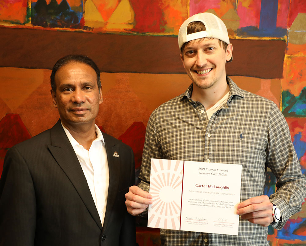 Carter McLaughlin, with President Kumara Jayasuriya